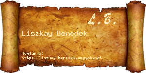 Liszkay Benedek névjegykártya